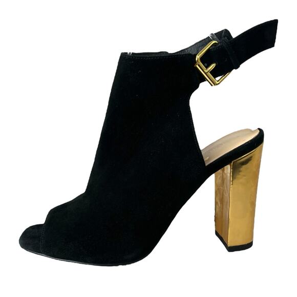 KATE SPADE New York Gold Mirror Heeled Mules in Black Suede Women's 7.5 M - Picture 4 of 16